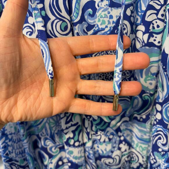 Lilly Pulitzer Women's Small Willa Blouse Shirt Blue Paisley Lightweight Resort - Picture 8 of 9